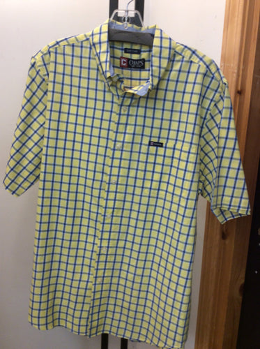 chaps Size L blue/yellow Men's button up shirt