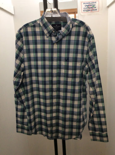 American Eagle Size m Blue Men's button up shirt