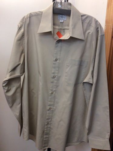 LINEA UOMO Size 16 Beige Men's button up shirt