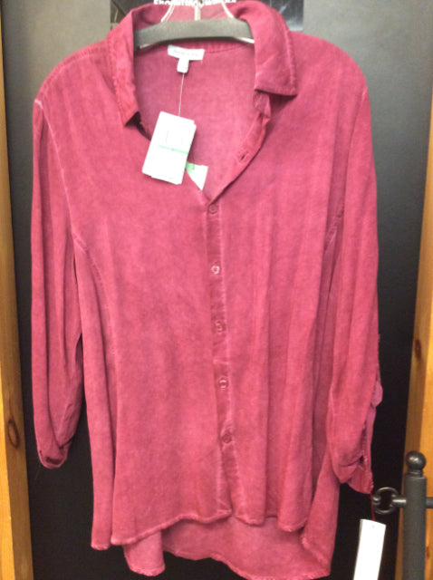 floral  & ivy Size L wine Blouse